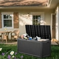 thumbnail image 5 of 100 Gallon Resin Waterproof Deck Box, Outdoor Storage Box for Patio Furniture, Cushions, Garden Tools and Pool Supplies, UV Resistant, Lockable Lid and Side Handles, Black, 5 of 7