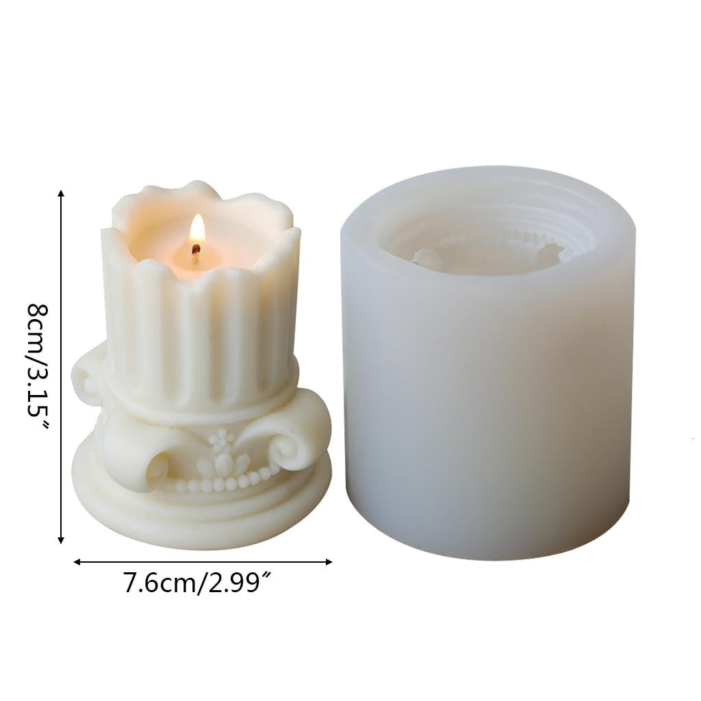 Rvaymup 3D European Roman Column Candle Mold Silicone Clay Soap Mould for Making Soy Wax