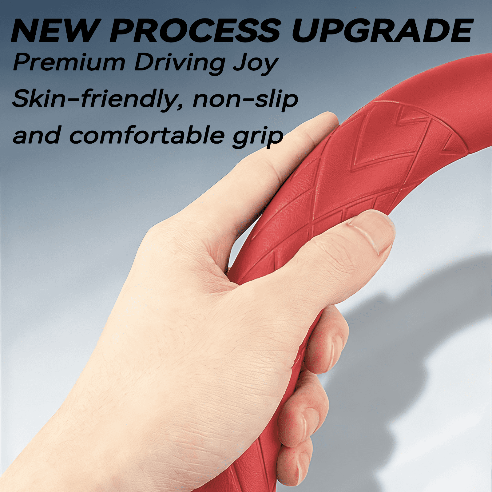 3D Embossed Custom Fit Steering Wheel Cover For Infiniti, Non-Slip Nappa Leather Wrap for Enhanced Grip & Comfort, Includes 2 Car Coasters & Fast Charging USB Cable Red