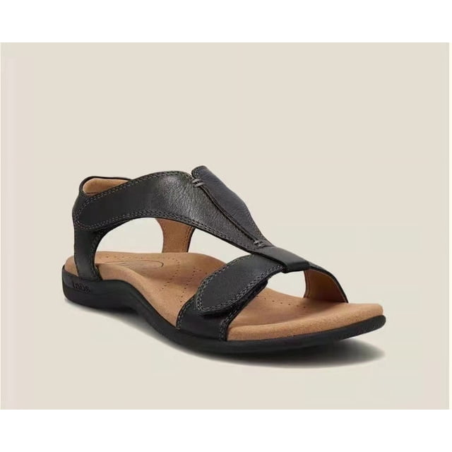 Sandalias de gran tamaño para mujer, sandalias de playa informales con velcro planas de estilo europeo y americano para verano