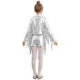 thumbnail image 2 of YiZYiF Girls Sequins Tassels Dance Outfits Metallic Zipper Jacket with Shorts Hip Hop Clothes Kids Silver 12, 2 of 5