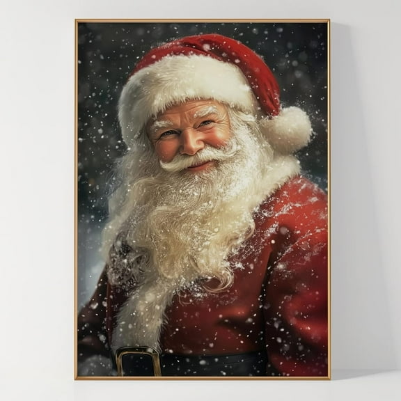 Vintage Santa Portrait Poster Rustic Winter Holiday Canvas Print Painting Antique Santa Claus Wall Art for Christmas Bedroom Living Room Home Decor Unframed