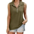 thumbnail image 5 of MORTTIC Women's V-Neck Ribbed Tank Top, Sleeveless Shirt with Zipper, Casual Loose Fit Summer Top, XL, 5 of 6