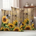 thumbnail image 2 of 2 Pack Outdoor Waterproof Throw Pillow Covers,Farmhouse Sunflower Bee Watercolor Decorative Square Patio Pillowcases for Chair Couch Sofa 16x16in, 2 of 9
