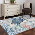 thumbnail image 4 of Summer Ocean Turtle Washable Area Rugs 2.7'x5', Shell Coral Low Pile Throw Living Room Rug Non-Slip Sturdy Edge Binding Carpet for Indoor Entryway Bedside Kitchen, 4 of 9