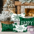 thumbnail image 3 of Christmas Pillow Covers 12x20 Set of 4 Farmhouse Christmas Decorations Happy Holidays Holly Jolly Snowflake Merry Christmas Decor Pillow Cover Cushion Case for Couch Sofa(Green), 3 of 6