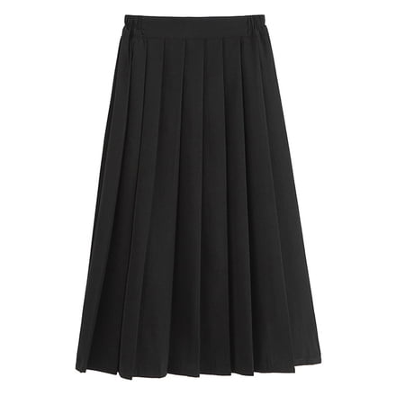 ZACPNCV Girls Uniform Skirt Elastic Waist Classic Pleated Skirt Black 17-18 Years