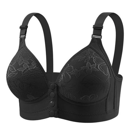 Nexjvus Nursing Bras Wirefree Front Open Front Open Button Maternity Bra Fashion Print Bra Size 36-46