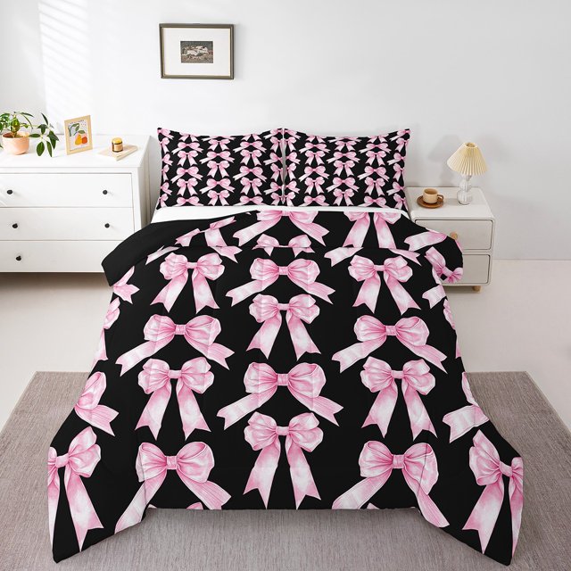 Erosebridal Ensemble de Couette Simple Kawaii à Nœud, Couette en Duvet Princesse de Rêve, Déco de Chambre pour Ados, Réversible, Léger, 2 Pcs