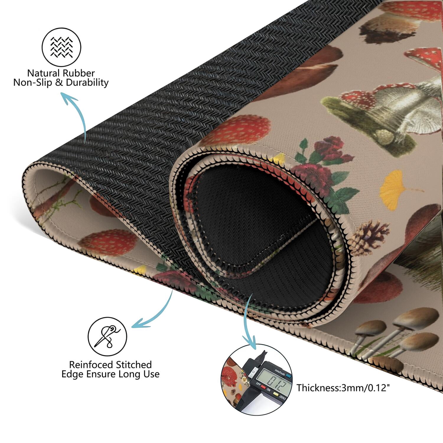 Plants Inspired Game Table Mat Measuring 31.5x31.5 Inches Made of Rubber Material with Anti-Slip Non-Slip Backing and Noise Reducing Qualities for Tiles Cards