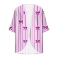 thumbnail image 5 of Odbmxy Summer Woman Cardigan Elbow-Length Womens Plus Size Tops Beach Striped Leisure Cute Loose Open Front Cardigans,Purple S, 5 of 5