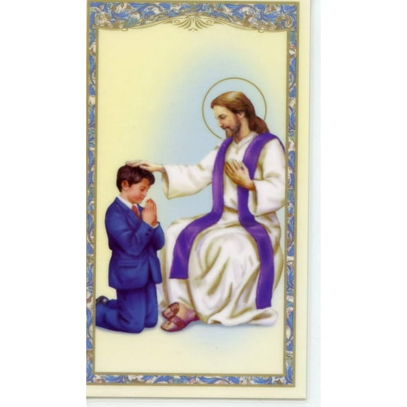 An Act of Contrition (boy) holy card - laminated - Pack of 25