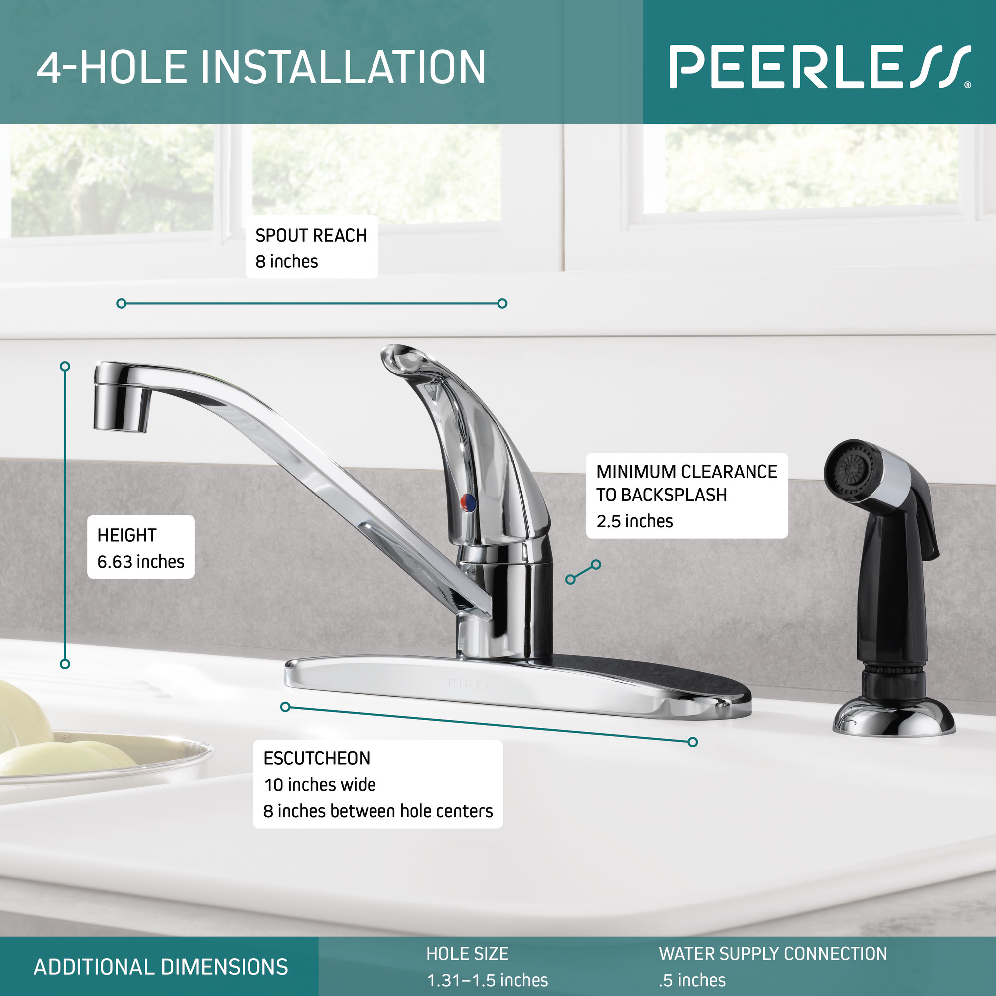 Peerless Single-Handle Kitchen Faucet with Side Sprayer photo 4