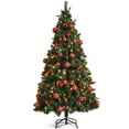 thumbnail image 1 of Costway Arbre de Noël Pré-Éclairé de 6 Pieds avec Pommes de Pin, Baies Rouges et Ornements, 1 of 10