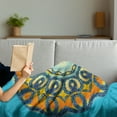 thumbnail image 3 of Mandala Soft Flannel Fleece Throw Blanket, Oriental Details Traditional Mandala with Interlace Swirled Theme, Cozy Plush for Indoor and Outdoor Use, 50" x 70", Orange and Blue, by Ambesonne, 3 of 5