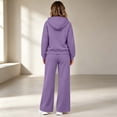 thumbnail image 4 of Teuyenhk Women's 2 Piece Sweatsuits Fall Fleece Lined Matching Lounge Sets Zip Up Hoodies Drawstring Straight Leg Pants Airport Travel Track Suits, 4 of 7