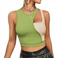 thumbnail image 2 of Top de Entrenamiento Asimétrico con Cuello Recortado y Diseño Acanalado en Bloques de Color para Mujer Verde M, 2 of 9