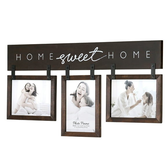 Crystal Art Gallery Home Sweet Home Wood Hanging Picture Frame Holds (1) 5"x7" and (2) 7"x5" Photos