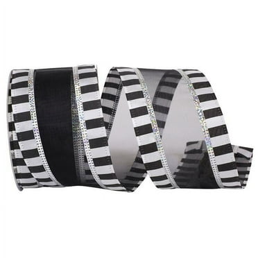 Reliant Ribbon - 93884W-984-40F, Ribbon, Black/white, 2-1/2 Inch, 10 Yards