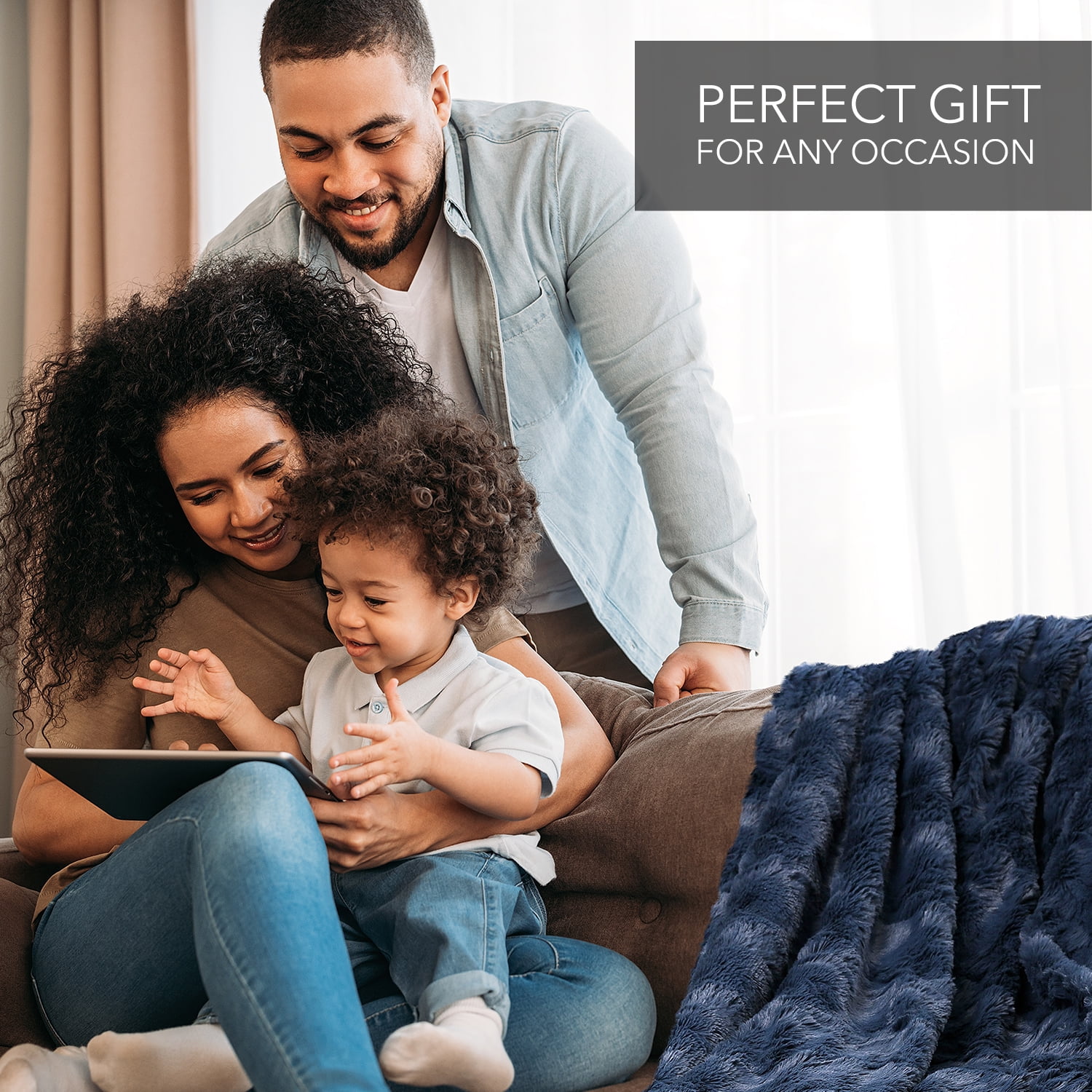 Everlasting Comfort Luxury Polyester Throw Blanket - Soft, 65”x50” (Navy Blue)