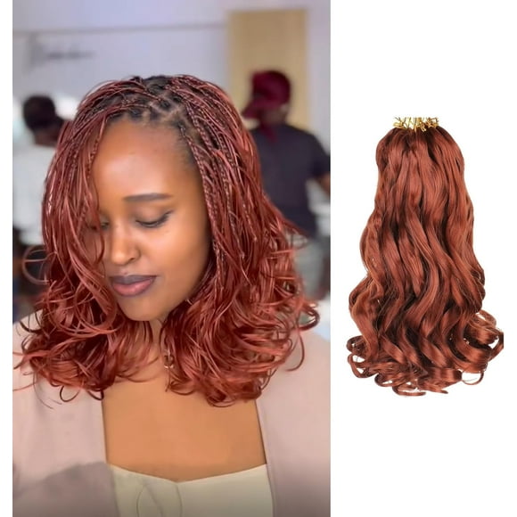 shiyou-Ginger French Curl Braiding Hair 12 Inch 6 Pack Copper Short French Curls Bouncy Loose Wavy Spanish Curly Braiding Hair 350 Synthetic French Curl Crochet Braids (50g/pack)