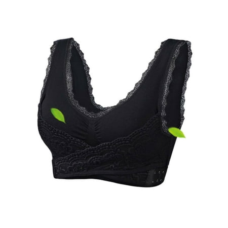 

Qiylii Women Solid Color Sports Bra Sleeveless Adjustment Push Up Lace Brassiere Lady Cross Side Buckle Wireless Underwear
