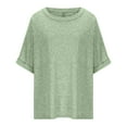 thumbnail image 7 of sovlvnd Short Sleeve Shirts Casual, Large T-shirt Summer Casual Loose Short Sleeved Solid Color Loose T-shirt Top Mint Green, 7 of 7