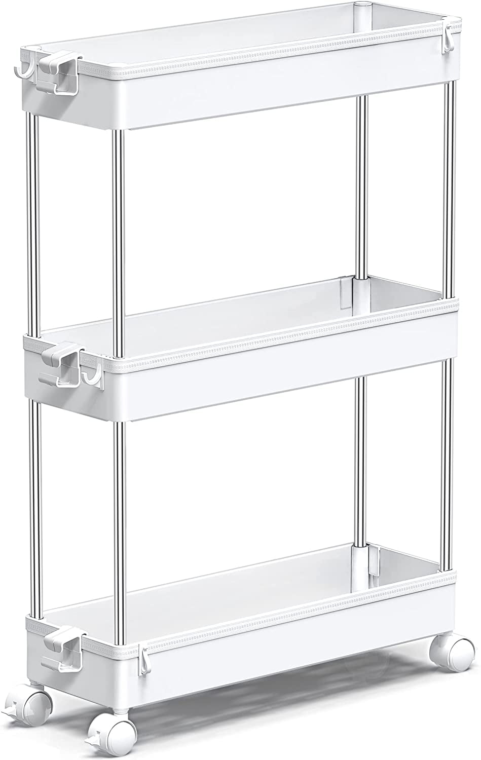 Details about   NEW 3-Tier Slim Mobile Shelving Unit Rolling Bathroom Carts with Handle 
