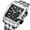 Black Silver, variant on MEGIR Men Sports Chronograph Watch Square Stainless Steel Quartz Wristwatch Business Big Dial Clock