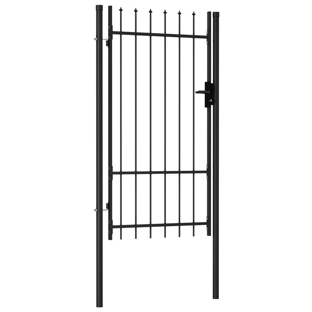 GDFIH Fence Gate Single Door With Spike Top Steel 3 3 x5 7 Black gdfih-fence-gate-single-door-with-spike-top-steel-3-3-x5-7-black