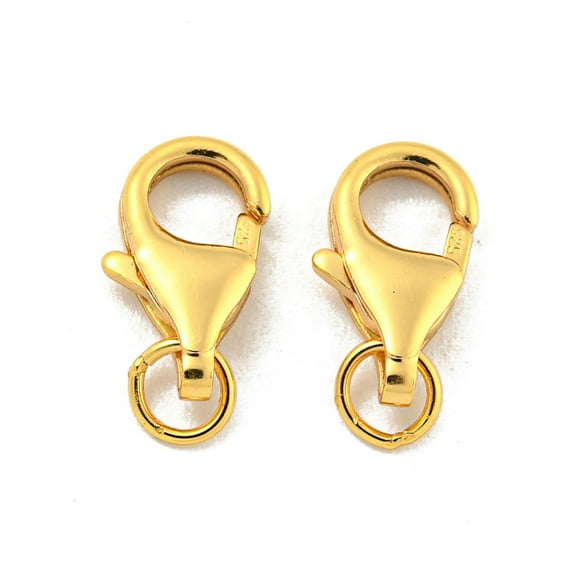 925 Sterling Silver Lobster Claw Clasps Real 18K Gold Plated 12x5x2mm