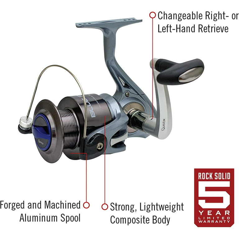 Quantum Blue Runner Spinning Fishing Reel, Size 60 Reel, Changeable Right-  or Left-Hand Retrieve, Lightweight Composite Body, TRU Balance Rotor, 5.2:1  Gear Ratio, Blue, Clam Packaging 