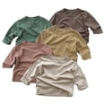 thumbnail image 2 of Esaierr 1-7Y Toddler Boys Girls Tees Solid Color Round Neck Tees for Kids Spring Fall All Match Tees Tops, 2 of 8
