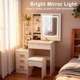 thumbnail image 2 of solautey Makeup Vanity Desk with 3 Adjustable Lighted Mirror, White Vanity Set, Sliding Mirror Dressing Table with Drawers and Chair, Hidden Storage Space, 2 of 8
