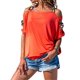 thumbnail image 2 of Jumpingount Camisa de manga corta con cuello y correa para el hombro para mujer Prendas para la parte del cuerpo Naranja S, 2 of 3