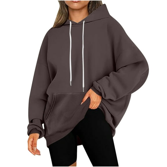 Oversized Crewneck Sweatshirt Women Casual Loose Fit Pocket Hooded Sweatshirt Top Long Sleeve Pullover Hoodies Blouse