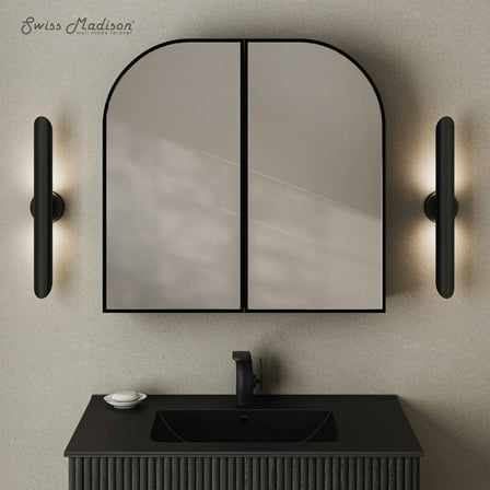 Porte 32 x 31 Arched Recessed/Wall Mount Medicine Cabinet with Mirror in Black