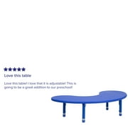 Flash Furniture Half-Moon Plastic Adjustable Kids Preschool Activity Table, 35W x 65L, Blue