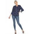 thumbnail image 4 of White Mark Women's Pleated 3/4 Sleeve Leaf Print Blouse, 4 of 5
