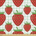 thumbnail image 2 of Ambesonne Strawberry Fabric by the Yard Upholstery, Red Berry Fruits Art, 10 Yards, Scarlet and Fern Green, 2 of 5