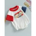 thumbnail image 4 of Aojekbee Independence Day Baby Jumpsuit Casual Summer Contrast Color Short Sleeve Romper for Toddler Boy Girls, 4 of 10