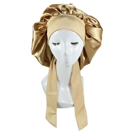 

YWDJ Fall Hats for Women 2022 Women Satin Solid Broad-brimmed Hairband Sleep Cap Strap High Elastic Lace-up Shower Cap Women Gold