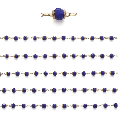 BOCAR Handmade Daisy Link Chains Gold Plated Beaded Brass Dark Blue 6.56 Feet
