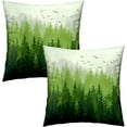 thumbnail image 2 of Abstract Misty Forest Pillow Covers 2 PCS, Green Nature Pine Tree Mountain Decorative Throw Pillowcases Soft Couch Cushion Cover for Living Room Indoor Outdoor Home Decor 18"x18", 2 of 4