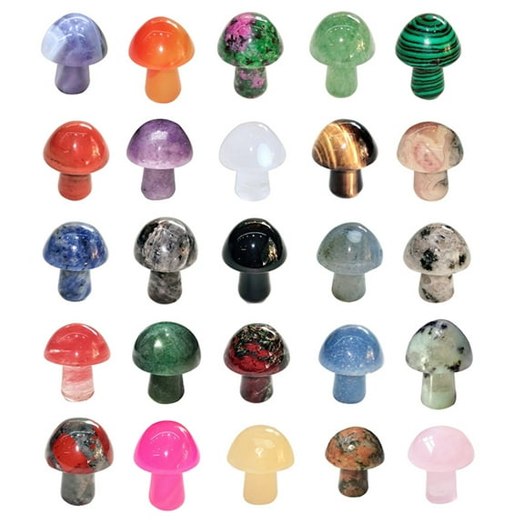 HUONA 20PCS Mushroom Crystal Stone Gemstones Agates Mushroom Polished Stone Crystal Precious Stone Ornament for Meditation Yoga Flower Pot Fish Tank and Sand Table Decoration