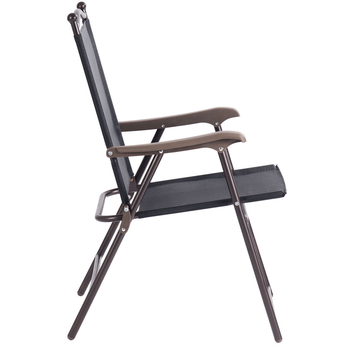 Gymax Set of 2 Folding Patio Furniture Sling Back Chairs Outdoors Black