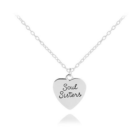 KABOER Soul Sister Necklace Best Partner Lettering Necklace Set sis Necklaces heart  for sister best friend gift for