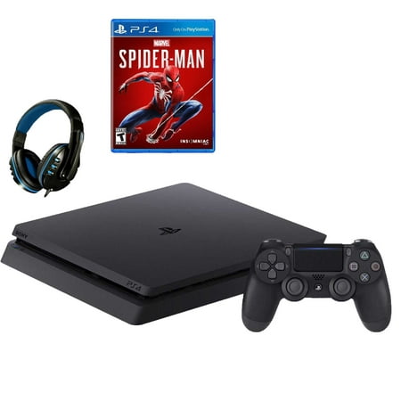 Sony 2215B PlayStation 4 Slim 1TB Gaming Console Black with Spider-Manr Game BOLT AXTION Bundle Used