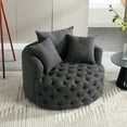 thumbnail image 3 of 42.5" Wide Upholstered Swivel Accent Chair, Dark Gray Linen, 3 of 9