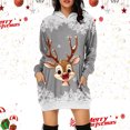 thumbnail image 2 of 2024 Women's Christmas Print Hoodie Dress Casual Long Sleeve Comfortable Holiday Party Wear Tunic Sweater Dress for Festive Season, 2 of 2